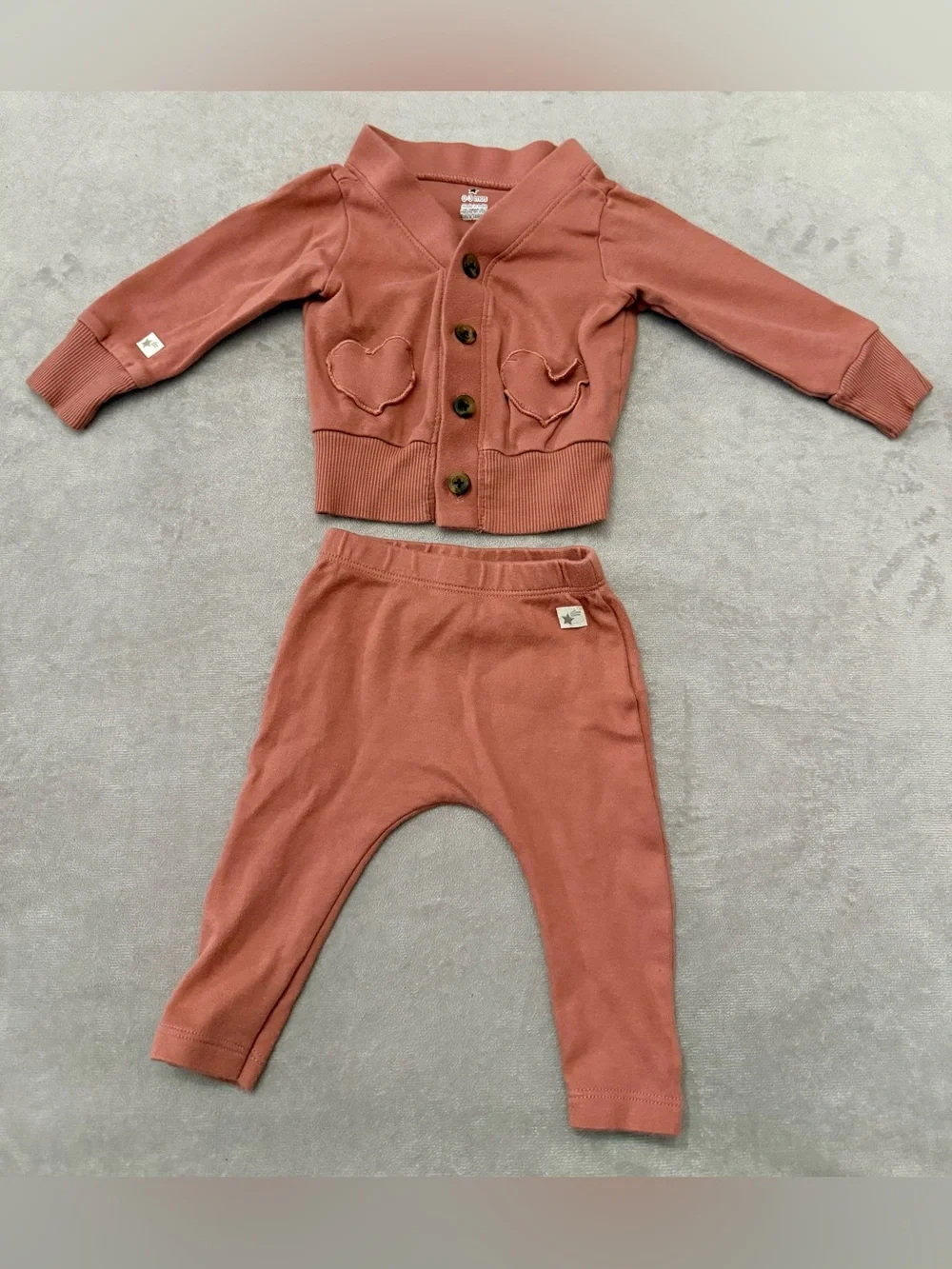 Organic Cotton Baby Girl Cardigan Leggings Set 0-3 Months 4 Piece Lounge Outfit